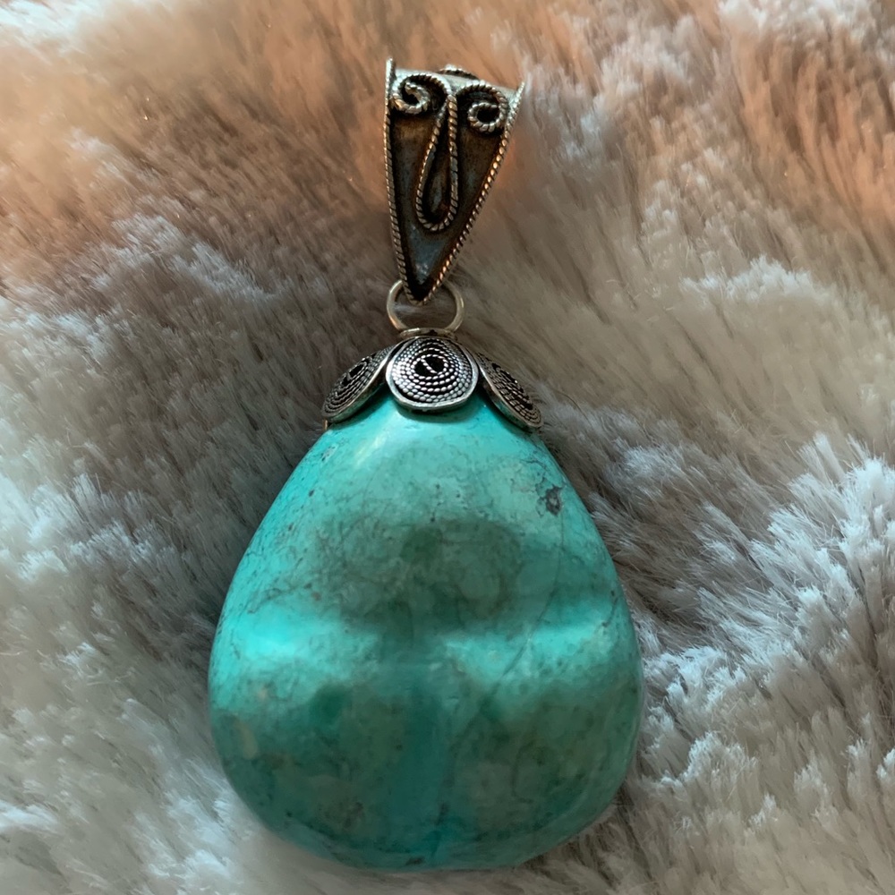 Artisan crafted sterling & turquoise pendant